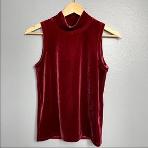 J. CREW Burgundy Velvet Mock-neck Tank sz XXS